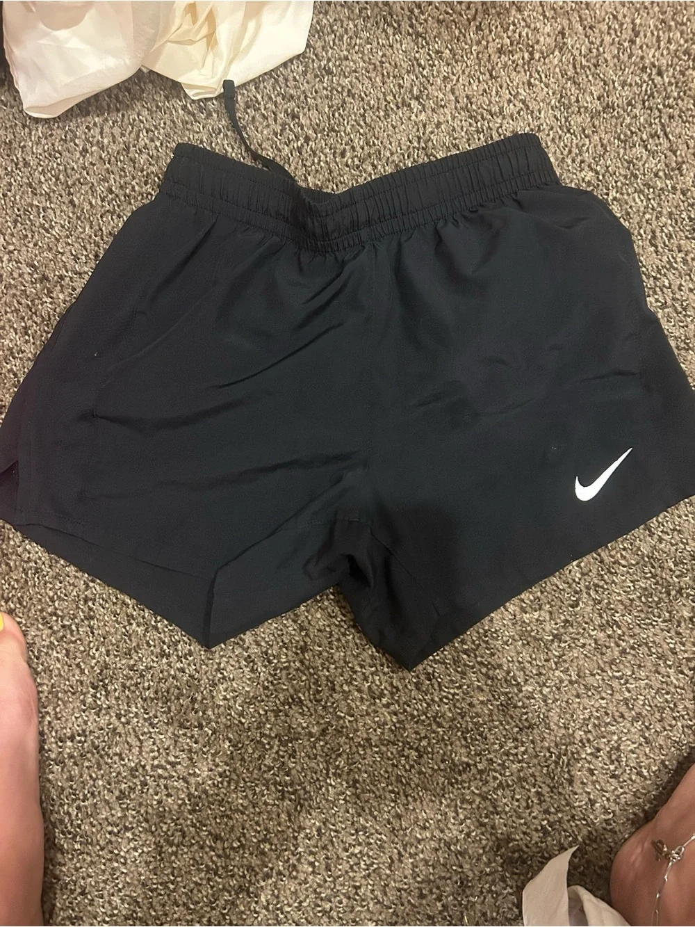 Nike Black Girls' Athletic Shorts with White Swoosh
